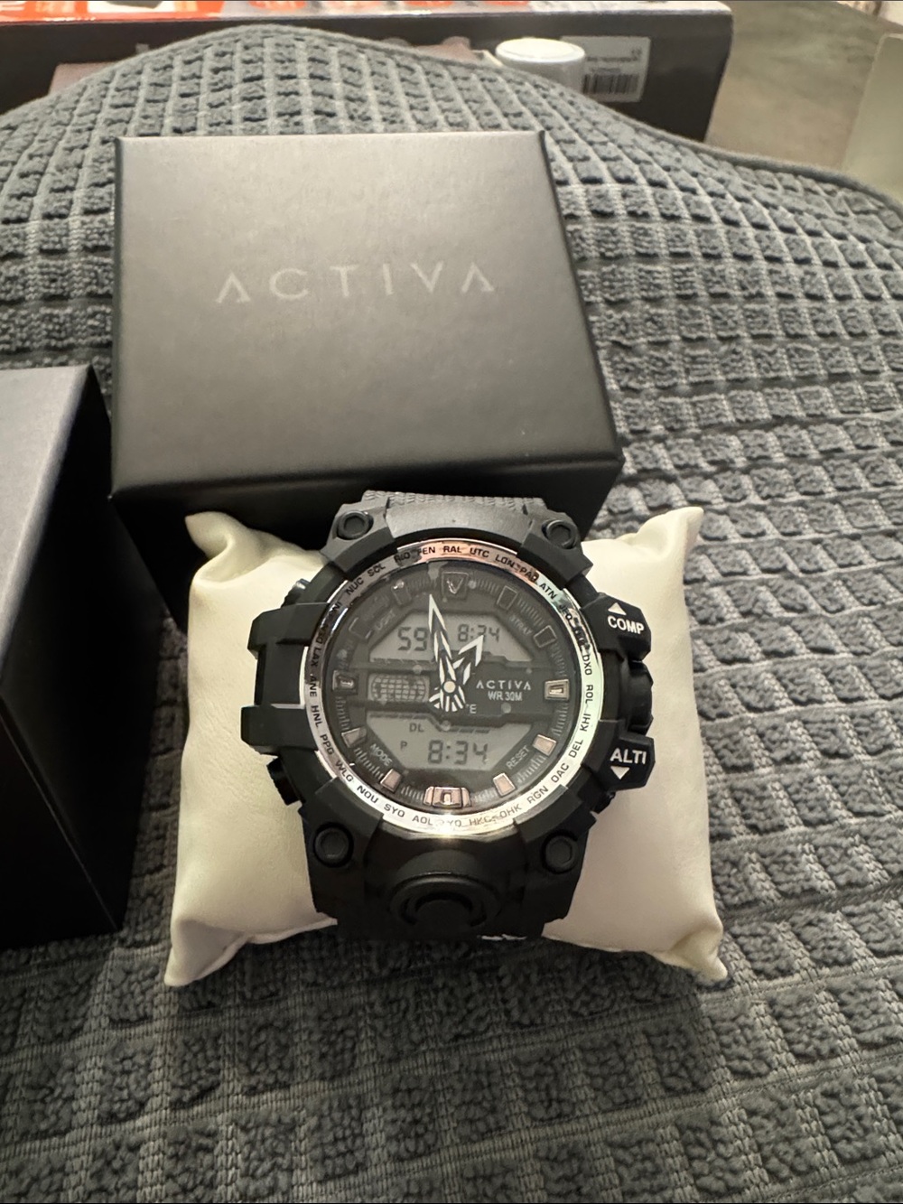Ativa Black Sport Watch with White Accents
